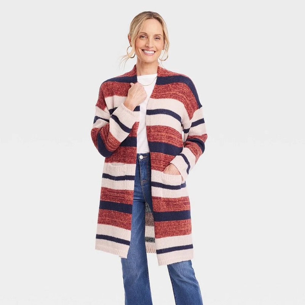 Knox Rose Open Front Cardigan with Pockets XS oversized